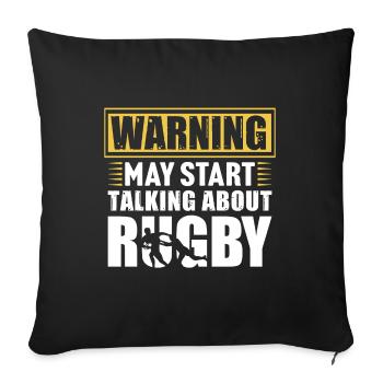 Avertissement peut commencer à parler de T-shirt de rugby - Housse de coussin décorative 45 x 45 cm - noir - Devant