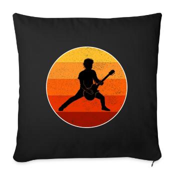 Basse Guitariste Musicien Bassiste Vintage Retro - Housse de coussin décorative 45 x 45 cm - noir - Devant