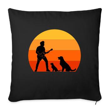 Guitar Player Pet Dog Animal Musician Bassist - Sofa pillowcase 17,3'' x 17,3'' (45 x 45 cm) - black - Front