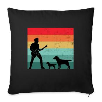 Guitar Player Pet Dog Animal Musician Bassist - Sofa pillowcase 17,3'' x 17,3'' (45 x 45 cm) - black - Front