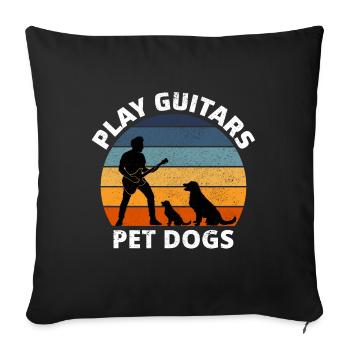 Play Guitars Pet Dogs Music Musician Bassist Funny - Sofa pillowcase 17,3'' x 17,3'' (45 x 45 cm) - black - Front