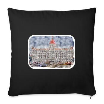 India Landmark Aquarelle Sketch Paint Illustratio - Housse de coussin décorative 45 x 45 cm - noir - Devant