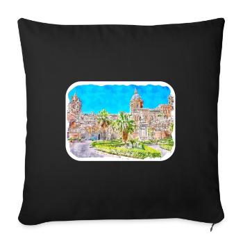 Italy Watercolor Sketch Hand Drawn Illustration - Sofa pillowcase 17,3'' x 17,3'' (45 x 45 cm) - black - Front