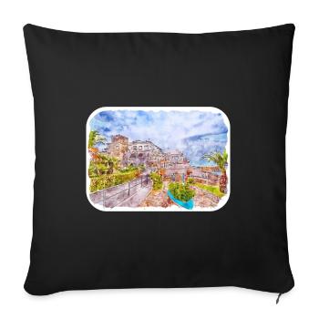 Spain Watercolor Sketch Hand Drawn Illustration - Sofa pillowcase 17,3'' x 17,3'' (45 x 45 cm) - black - Front