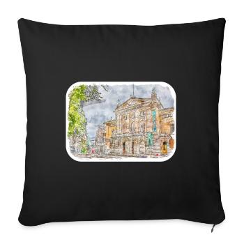 Esquisse à l’aquarelle de Norvège Illustration dessinée à la main - Housse de coussin décorative 45 x 45 cm - noir - Devant
