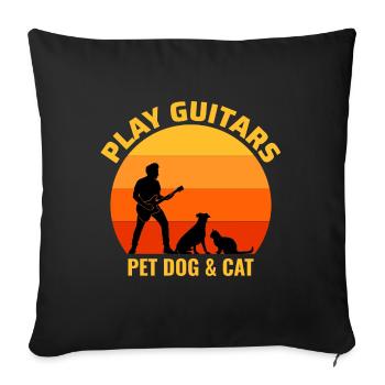 Bass Guitar Player Musician Bassist Cat Dog Animal - Sofa pillowcase 17,3'' x 17,3'' (45 x 45 cm) - black - Front