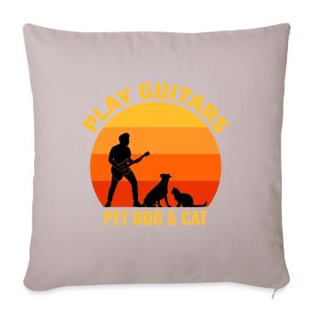 Bass Guitar Player Musician Bassist Cat Dog Animal - Sofa pillowcase 17,3'' x 17,3'' (45 x 45 cm) - light taupe - Front