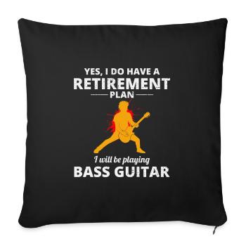 Basse Guitariste Musicien Bassiste Retraite - Housse de coussin décorative 45 x 45 cm - noir - Devant