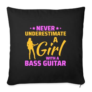 Basse Guitariste Musicien Musicien Bassiste Funny - Housse de coussin décorative 45 x 45 cm - noir - Devant