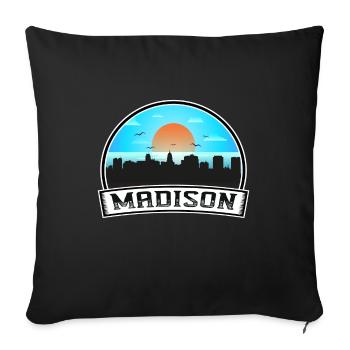 Madison Wisconsin Usa Skyline Vintage Sunset Trave - Sofakissenbezug 45 x 45 cm - Schwarz - Vorne