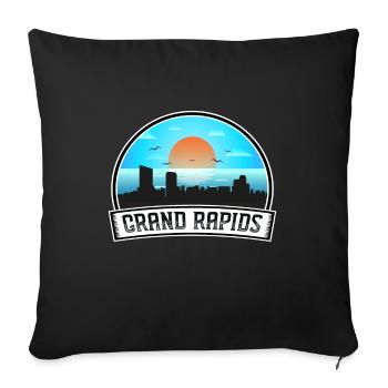 Grand Rapids Michigan États-Unis Skyline Vintage Sunset T - Housse de coussin décorative 45 x 45 cm - noir - Devant
