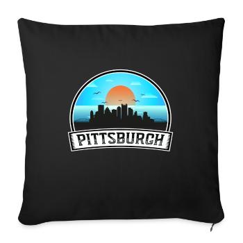Pittsburgh Pennsylvania Usa Skyline Vintage Sunset - Sofa pillowcase 17,3'' x 17,3'' (45 x 45 cm) - black - Front