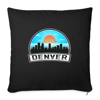 Denver Colorado États-Unis Skyline Vintage Sunset Travel - Housse de coussin décorative 45 x 45 cm - noir - Devant