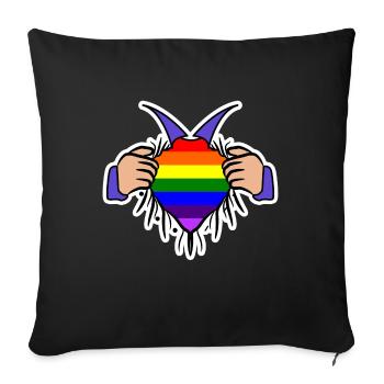 Droit Gay LGBT Heart Tolérance Arc-en-ciel - Housse de coussin décorative 45 x 45 cm - noir - Devant