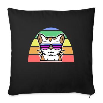 LGBT Cool Cat Arc-en-ciel Fierté des droits de l’homme - Housse de coussin décorative 45 x 45 cm - noir - Devant