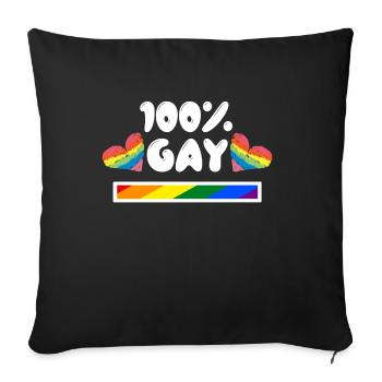 Coeur Déclaration LGBT Sexualité Gay Bisexuel - Housse de coussin décorative 45 x 45 cm - noir - Devant