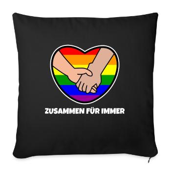 Sexualité Arc-en-ciel Lgbt Déclaration Coeur Amour - Housse de coussin décorative 45 x 45 cm - noir - Devant