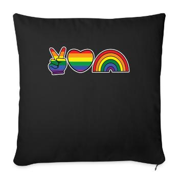 Droits de l’homme Arc-en-ciel Gay LGBT Coeur Homo - Housse de coussin décorative 45 x 45 cm - noir - Devant