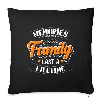 Réunion de famille Armoiries de la famille Grand-père et grand-mère - Housse de coussin décorative 45 x 45 cm - noir - Devant