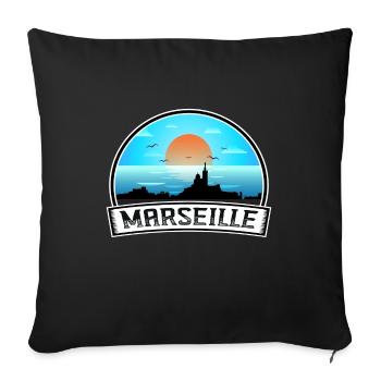 Marseille France Skyline Vintage Sunset Travel Sou - Sofa pillowcase 17,3'' x 17,3'' (45 x 45 cm) - black - Front