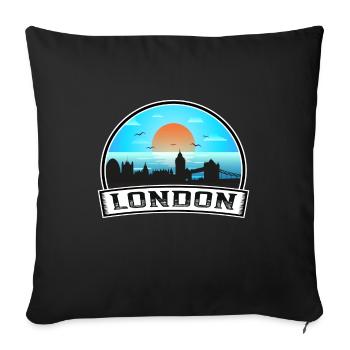 Londres Angleterre Skyline Vintage Sunset Travel Souve - Housse de coussin décorative 45 x 45 cm - noir - Devant