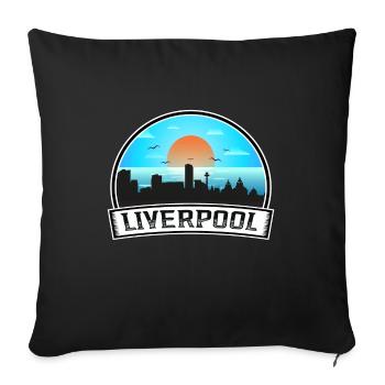Liverpool Angleterre Skyline Vintage Sunset Travel So - Housse de coussin décorative 45 x 45 cm - noir - Devant