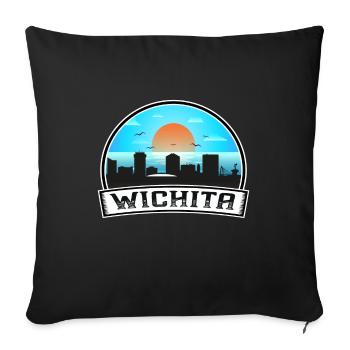 Wichita Kansas États-Unis Skyline Vintage Sunset Travel S - Housse de coussin décorative 45 x 45 cm - noir - Devant
