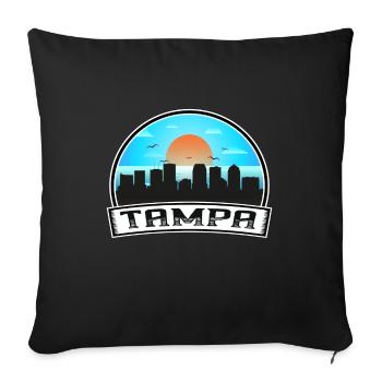 Tampa Florida Usa Skyline Vintage Sunset Travel So - Sofa pillowcase 17,3'' x 17,3'' (45 x 45 cm) - black - Front