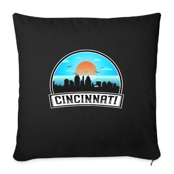 Cincinnati Ohio Usa Skyline Vintage Sunset Travel - Sofa pillowcase 17,3'' x 17,3'' (45 x 45 cm) - black - Front