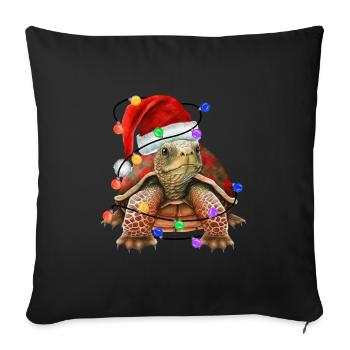 Turtle with Christmas hat and lights - Sofa pillowcase 17,3'' x 17,3'' (45 x 45 cm) - black - Front