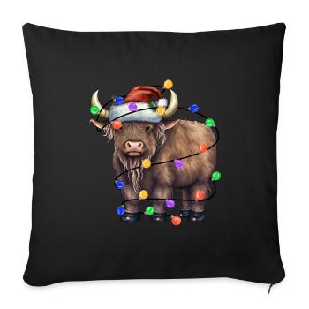Cow with Christmas hat and lights - Sofa pillowcase 17,3'' x 17,3'' (45 x 45 cm) - black - Front