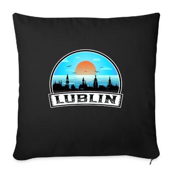 Lublin Pologne Skyline Vintage Sunset Travel Souven - Housse de coussin décorative 45 x 45 cm - noir - Devant