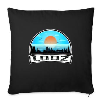 Lodz Pologne Skyline Vintage Sunset Souvenir de voyage - Housse de coussin décorative 45 x 45 cm - noir - Devant