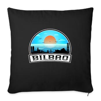 Bilbao Spain Skyline Vintage Sunset Travel Souveni - Sofa pillowcase 17,3'' x 17,3'' (45 x 45 cm) - black - Front