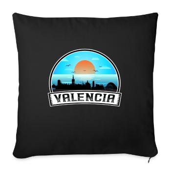 Valencia Spain Skyline Vintage Sunset Travel Souve - Sofa pillowcase 17,3'' x 17,3'' (45 x 45 cm) - black - Front