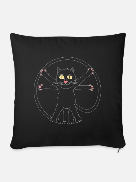Leonardo da Kitty - Sofakissenbezug 45 x 45 cm - Schwarz