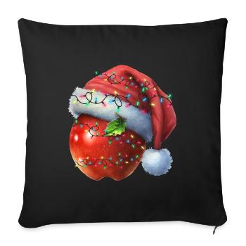 Pomme rouge de Noël - Housse de coussin décorative 45 x 45 cm - noir - Devant