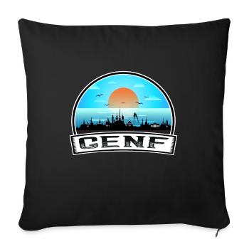 Genf Schweiz Skyline Vintage Sunset Travel Sou - Sofakissenbezug 45 x 45 cm - Schwarz - Vorne