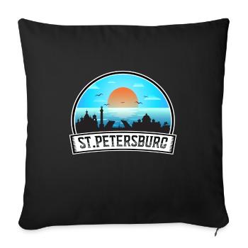 Saint-Pétersbourg Russie Skyline Vintage Sunset Travel - Housse de coussin décorative 45 x 45 cm - noir - Devant