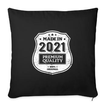 HERGESTELLT IM JAHR 2021 - Sofakissenbezug 45 x 45 cm - Schwarz - Vorne