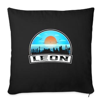 Leon Mexiko Skyline Vintage Sonnenuntergang Reise Souvenir - Sofakissenbezug 45 x 45 cm - Schwarz - Vorne
