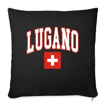 Lugano schweiz flagge - Sofakissenbezug 45 x 45 cm - Schwarz - Vorne