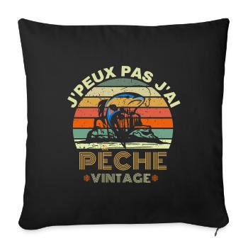 J peux pas j ai pêche Vintage - Housse de coussin décorative 45 x 45 cm - noir - Devant