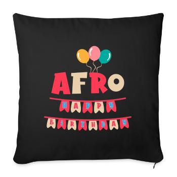 T-shirt afro joyeux anniversaire joyeux anniversaire - Housse de coussin décorative 45 x 45 cm - noir - Devant
