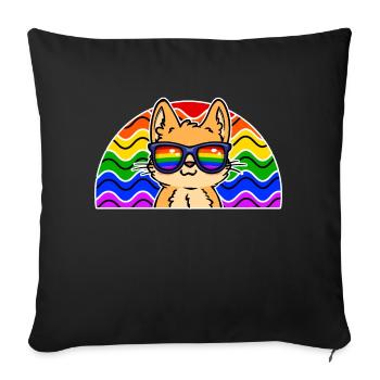 Regenbogen Schwul Stolz Lgbt Cool Katze Sexualität - Sofakissenbezug 45 x 45 cm - Schwarz - Vorne