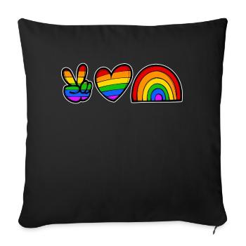 Sexualité Lgbt Heart Love Rainbow Bisexual - Housse de coussin décorative 45 x 45 cm - noir - Devant