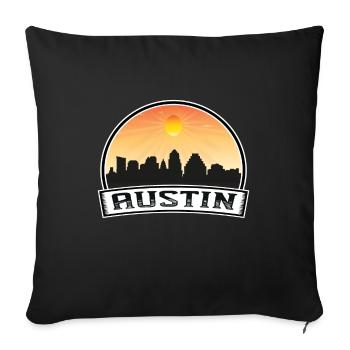 Austin Texas Usa Skyline Vintage Sunset Travel Sou - Sofakissenbezug 45 x 45 cm - Schwarz - Vorne