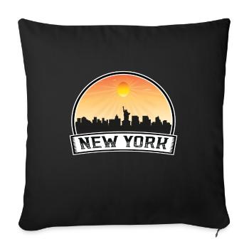 New York New York États-Unis Skyline Vintage Sunset Trave - Housse de coussin décorative 45 x 45 cm - noir - Devant