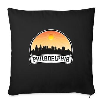 Philadelphie Pennsylvanie États-Unis Skyline Vintage Suns - Housse de coussin décorative 45 x 45 cm - noir - Devant
