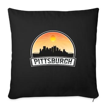 Pittsburgh Pennsylvania Usa Skyline Vintage Sunset - Sofa pillowcase 17,3'' x 17,3'' (45 x 45 cm) - black - Front